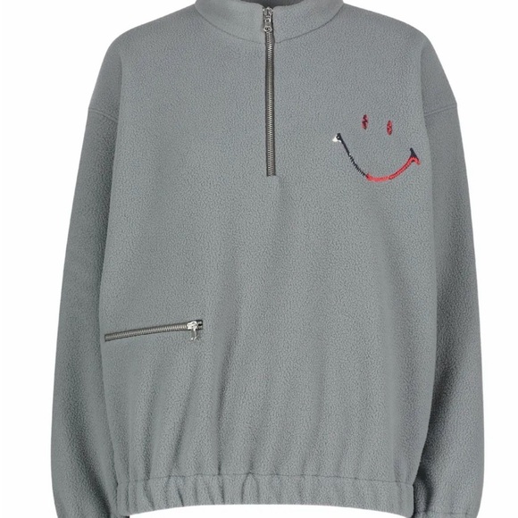 Joshua Sanders Smiley Gray Half-Zip Men's Sweater - Picture 1 of 4